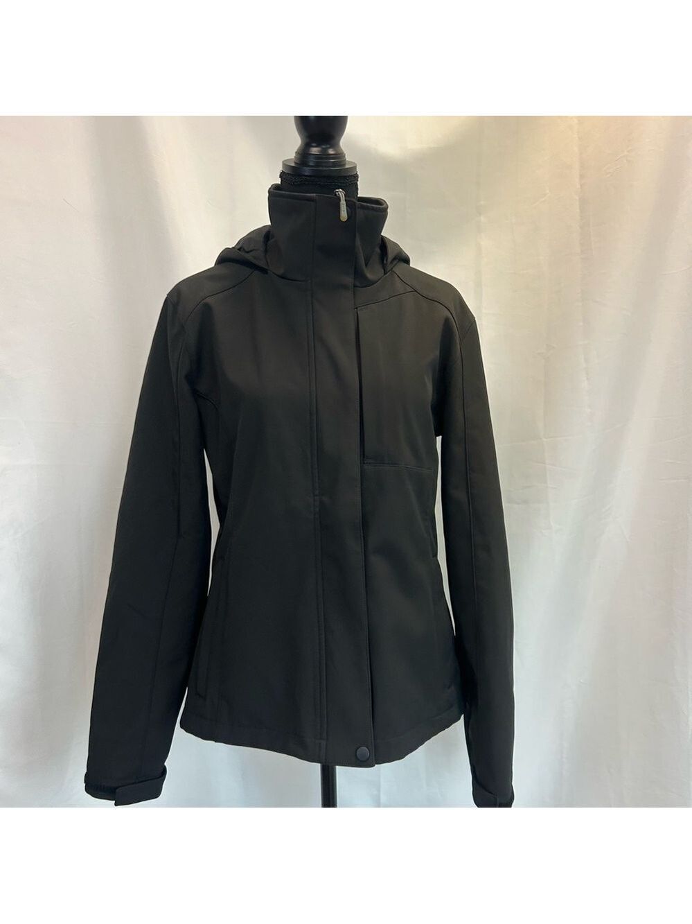 Avia black hooded full front zip long sleeve jacket coat Sz M - Picture 2 of 15